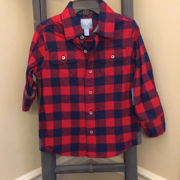 NWT-Boys Buffalo Plaid Button-up Shirt - Picture 5 of 12